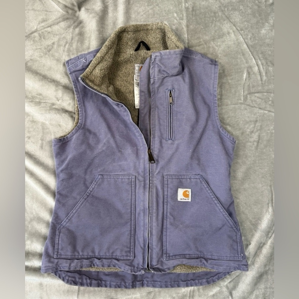 Sherpa lined light purple carhartt vest